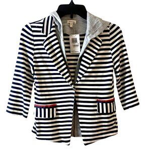 Monteau Girls Blazer Hoodie NWT Size L 2-in-1 Striped Stretch Back to School